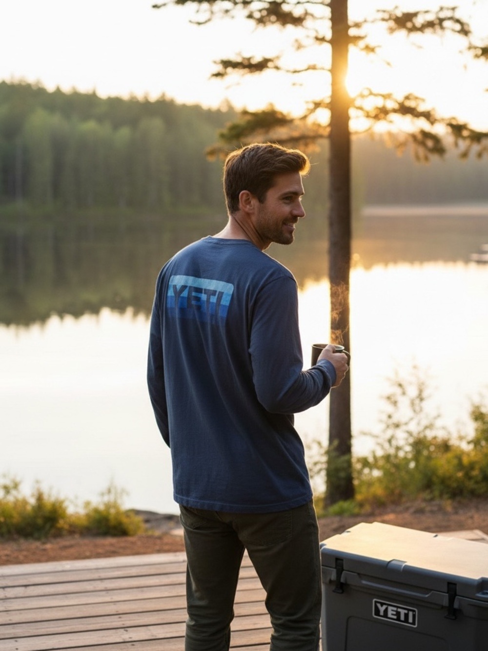 YETI Men's Navy Long Sleeve Tee - Picture 2 of 5